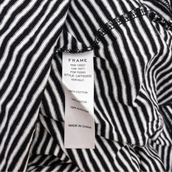 NWT Frame Slouchy Crew Tee M Noir Multi Striped Tshirt Cotton Pinstripe - Picture 10 of 10